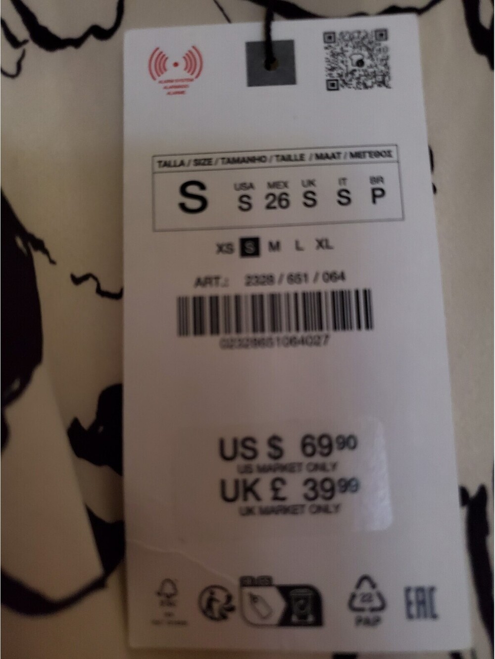 NWT Zara Black/cream Small Dress - Picture 3 of 3